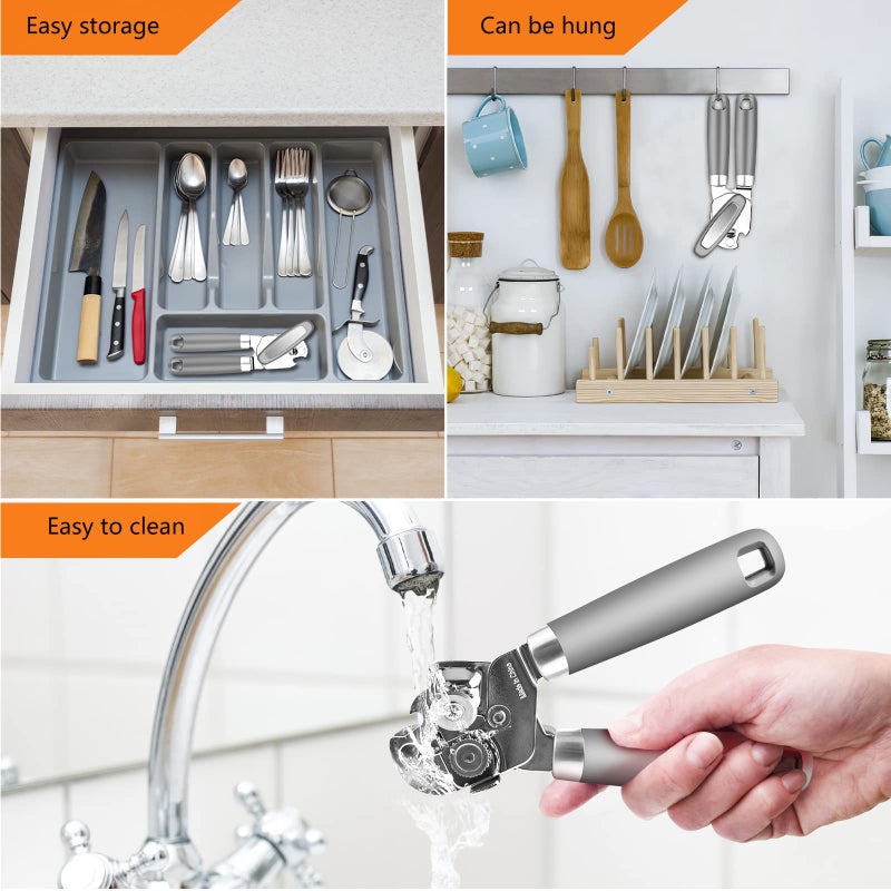 OUTWAY Can Opener Professional 3-In-1 Multifunctional Manual Can Openers Bottle Opener Kitchen Durable Stainless Steel Heavy Duty Can Opener Smooth Edge for Kitchen Seniors Friendly - Image 4